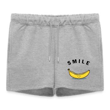 Sourire de banane - Short de survêtement femme premium - gris chiné - Devant - AI Model Female 172 light (172cm)