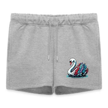 Cygne - Short de survêtement femme premium - gris chiné - Devant - AI Model Female 172 light (172cm)