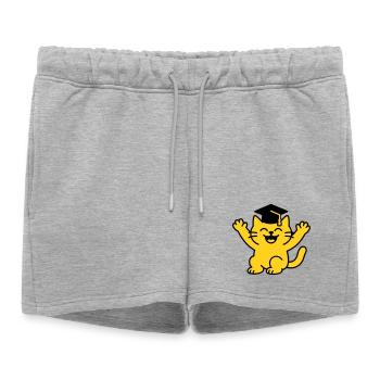 Bachelor Cat / Cat Diploma - Women’s Premium Organic Sweatshorts - heather grey - Front - AI Model Female 172 light (172cm)