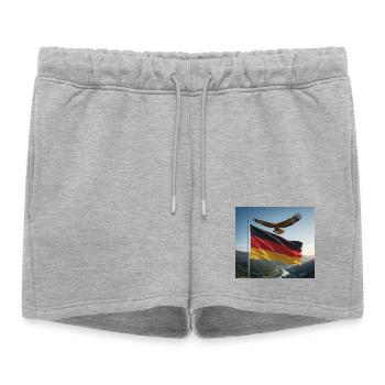 Eagle above the German flag - Women’s Premium Organic Sweatshorts - heather grey - Front - AI Model Female 172 light (172cm)