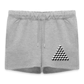 Pyramide cubique isométrique - Short de survêtement femme premium - gris chiné - Devant - AI Model Female 172 light (172cm)