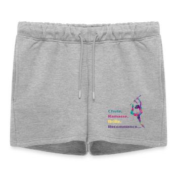 Chute-_Ramasse-_Recommence-- - Short de survêtement femme premium - gris chiné - Devant - AI Model Female 172 light (172cm)