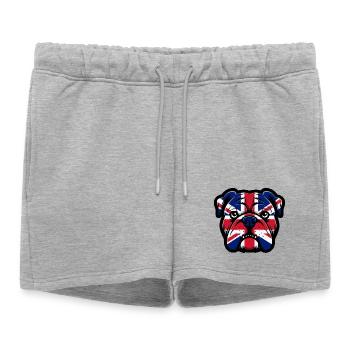 Portrait du bouledogue Union Jack - Short de survêtement femme premium - gris chiné - Devant - AI Model Female 172 light (172cm)