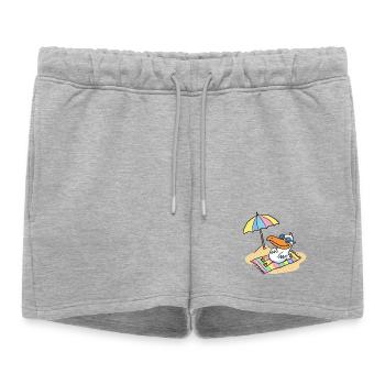 Oiseau du soleil sur la plage avec parasol - Short de survêtement femme premium - gris chiné - Devant - AI Model Female 172 light (172cm)