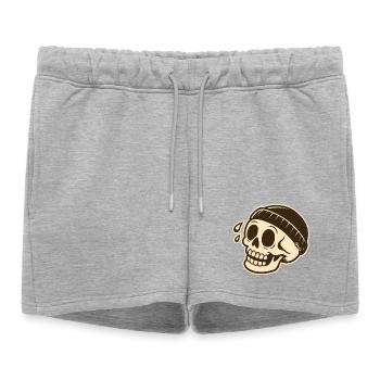 Crâne avec design de casquette - Short de survêtement femme premium - gris chiné - Devant - AI Model Female 172 light (172cm)