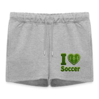 J’adore la conception de terrains de football en gazon et cœur - Short de survêtement femme premium - gris chiné - Devant - AI Model Female 172 light (172cm)