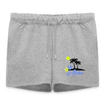 Écriture néon Hibiscus Aloha - Short de survêtement femme premium - gris chiné - Devant - AI Model Female 172 light (172cm)