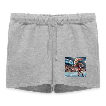 Rabbit Sprint on the Track - Women’s Premium Organic Sweatshorts - heather grey - Front - AI Model Female 172 light (172cm)