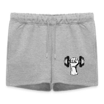 Haltère à la main - soulever des poids pour les bodybuilders - Short de survêtement femme premium - gris chiné - Devant - AI Model Female 172 light (172cm)