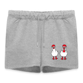 2 Seagulls Middle Finger Insult Christmas Team - Women’s Premium Organic Sweatshorts - heather grey - Front - AI Model Female 172 light (172cm)