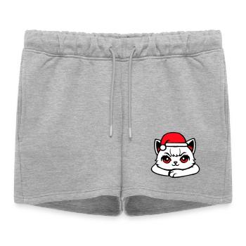 Chat Confiant Père Noël Chapeau Chaton Mignon - Short de survêtement femme premium - gris chiné - Devant - AI Model Female 172 light (172cm)
