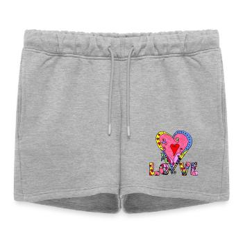 Cœur - Short de survêtement femme premium - gris chiné - Devant - AI Model Female 172 light (172cm)