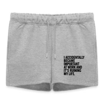 Accidentellement important au travail - Short de survêtement femme premium - gris chiné - Devant - AI Model Female 172 light (172cm)