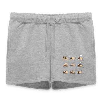 Neuf poses mignonnes de carlin endormi - Short de survêtement femme premium - gris chiné - Devant - AI Model Female 172 light (172cm)