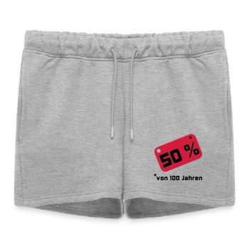 50% ... 100 années - Short de survêtement femme premium - gris chiné - Devant - AI Model Female 172 light (172cm)