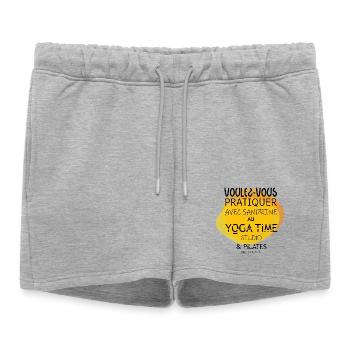 Voulez-vous faire du Yoga avec Sandrine - Short de survêtement femme premium - gris chiné - Devant - AI Model Female 172 light (172cm)