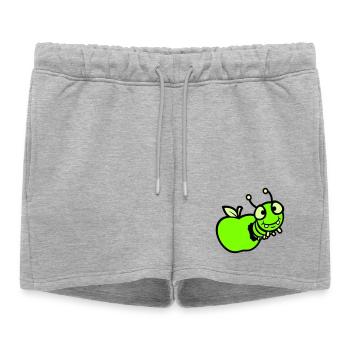 Chenille peeps trou de pomme bande dessinée drôle mignon mignon mignon - Short de survêtement femme premium - gris chiné - Devant - AI Model Female 172 light (172cm)