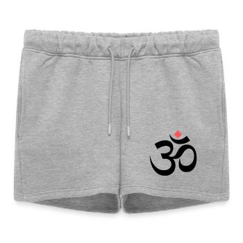 Méditation yoga en signe om - Short de survêtement femme premium - gris chiné - Devant - AI Model Female 172 light (172cm)