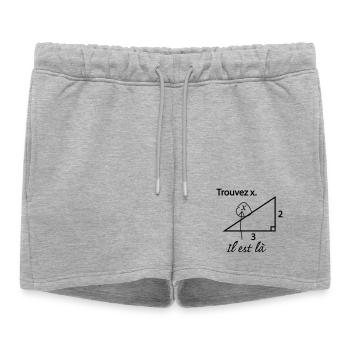 Trouver x - Short de survêtement femme premium - gris chiné - Devant - AI Model Female 172 light (172cm)