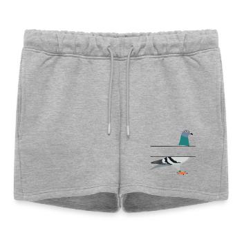 Pigeon avec une barre de texte vide entre eux pour créer votre propre nom - Short de survêtement femme premium - gris chiné - Devant - AI Model Female 172 light (172cm)