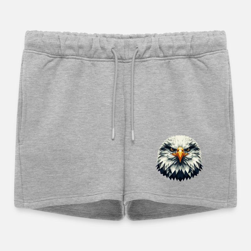 Geometric Eagle Head – Polygonal - Women’s Premium Organic Sweatshorts - heather grey