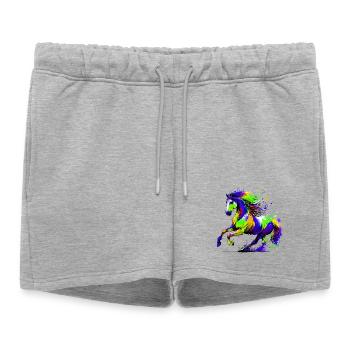 Cheval - Short de survêtement femme premium - gris chiné - Devant - AI Model Female 172 light (172cm)