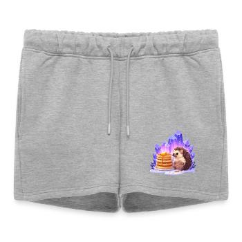 Hérisson avec des pancakes et des cristaux - Short de survêtement femme premium - gris chiné - Devant - AI Model Female 172 light (172cm)