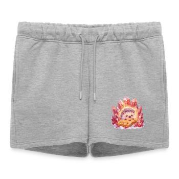 Hérisson en cristal avec un cookie - Short de survêtement femme premium - gris chiné - Devant - AI Model Female 172 light (172cm)