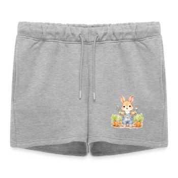 Cute bunny in the carrot bed - Women’s Premium Organic Sweatshorts - heather grey - Front - AI Model Female 172 light (172cm)