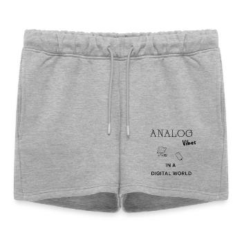 Analog Vibes Digital World – Platine rétro - Short de survêtement femme premium - gris chiné - Devant - AI Model Female 172 light (172cm)