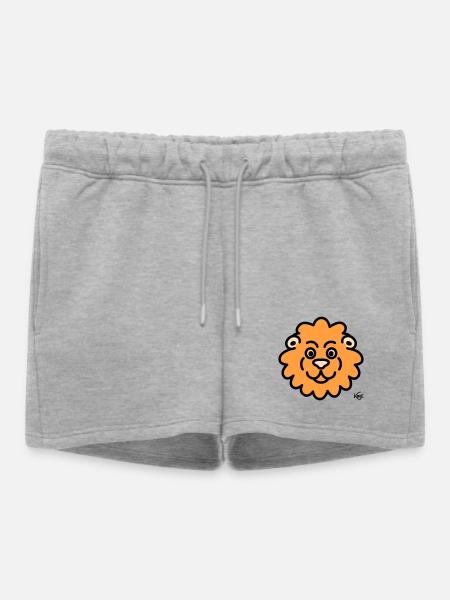 Lion Grand - Short de survêtement femme premium - gris chiné