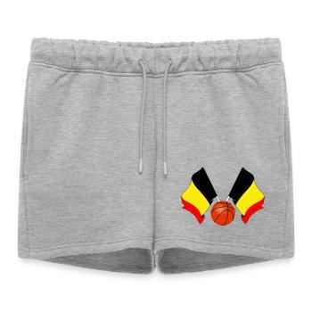 Deux drapeaux belges croisés Basketball Belgium - Short de survêtement femme premium - gris chiné - Devant - AI Model Female 172 light (172cm)