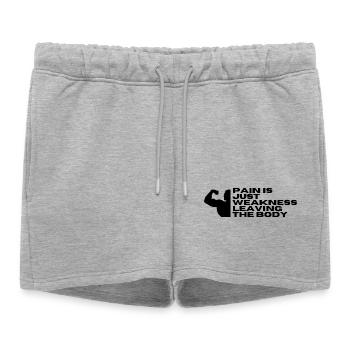 La douleur n’est qu’une faiblesse qui quitte le corps - Short de survêtement femme premium - gris chiné - Devant - AI Model Female 172 light (172cm)