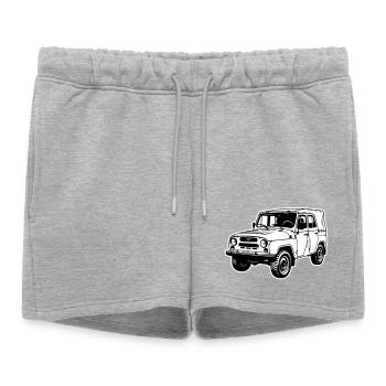 Véhicule tout-terrain UAZ (2 couleurs) - Short de survêtement femme premium - gris chiné - Devant - AI Model Female 172 light (172cm)