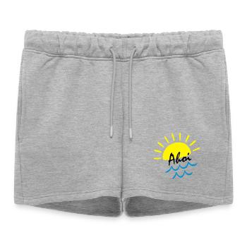 Ambiances estivales : Soleil au-dessus des vagues de mer - Short de survêtement femme premium - gris chiné - Devant - AI Model Female 172 light (172cm)