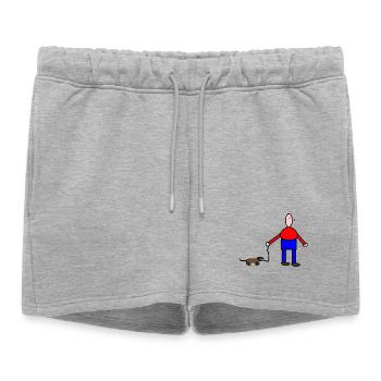 Dessin humoristique animalier et humain - Short de survêtement femme premium - gris chiné - Devant - AI Model Female 172 light (172cm)
