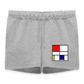Mondrian 3 - Short de survêtement femme premium - gris chiné - Devant - AI Model Female 172 light (172cm)