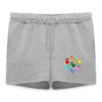 Hands Painting Kids - Women’s Premium Organic Sweatshorts - heather grey - Front - AI Model Female 172 light (172cm)
