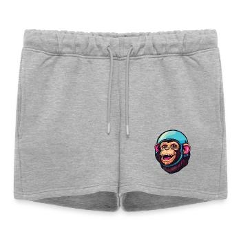Space Monkey - Women’s Premium Organic Sweatshorts - heather grey - Front - AI Model Female 172 light (172cm)