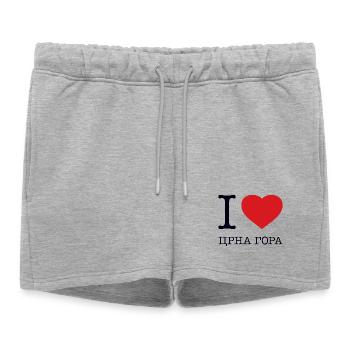 J’AIME LE MONTÉNÉGRO - Short de survêtement femme premium - gris chiné - Devant - AI Model Female 172 light (172cm)
