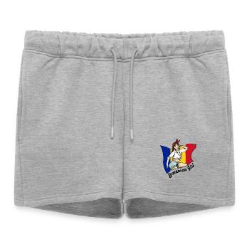 Design de drapeau pour fille roumaine - Short de survêtement femme premium - gris chiné - Devant - AI Model Female 172 light (172cm)
