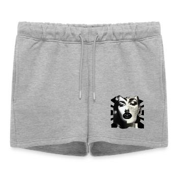 Collage de photos noir et blanc - Short de survêtement femme premium - gris chiné - Devant - AI Model Female 172 light (172cm)