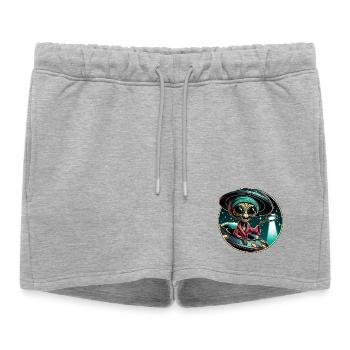 Alien detective in UFO light - Women’s Premium Organic Sweatshorts - heather grey - Front - AI Model Female 172 light (172cm)