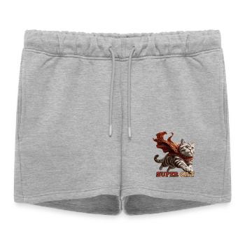 Super Cat British Shorthair BKH Tabby - Women’s Premium Organic Sweatshorts - heather grey - Front - AI Model Female 172 light (172cm)