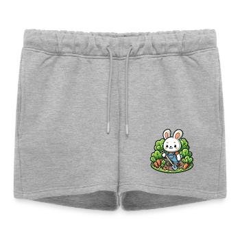 Trémie de récolte : le lapin de jardinage - Short de survêtement femme premium - gris chiné - Devant - AI Model Female 172 light (172cm)