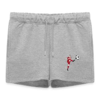 Coup de pied de football génial marquer un but au football - Short de survêtement femme premium - gris chiné - Devant - AI Model Female 172 light (172cm)