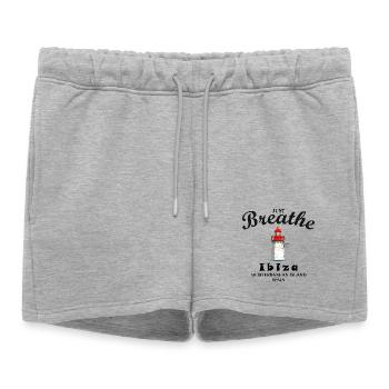 Ibiza lighthouse at the harbour, take a deep breath, Spain - Women’s Premium Organic Sweatshorts - heather grey - Front - AI Model Female 172 light (172cm)