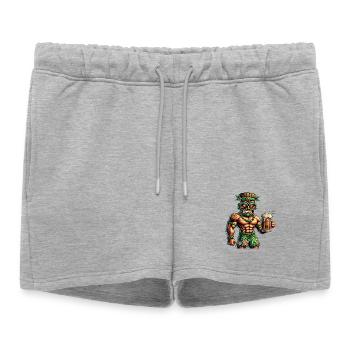 Design culturel Tiki - Short de survêtement femme premium - gris chiné - Devant - AI Model Female 172 light (172cm)