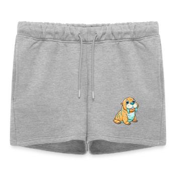 morse mignon personnage de dessin animé Kawaii Clipart - Short de survêtement femme premium - gris chiné - Devant - AI Model Female 172 light (172cm)