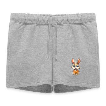 Lapin Mignon Personnage De Dessin Animé Kawaii Clipart - Short de survêtement femme premium - gris chiné - Devant - AI Model Female 172 light (172cm)